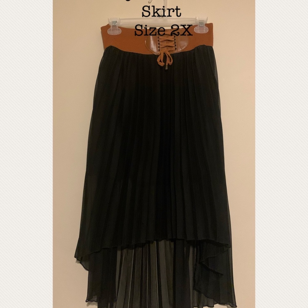 Black 2X Pleated Skirt